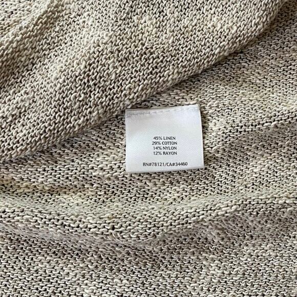 Eileen Fisher Petites Linen Crocheted Open Front Cardigan - M - Picture 5 of 5